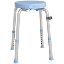 Sgabello da Doccia Girevole Antiscivolo 38,5x37,5x38-52 cm a 5 Altezze Regolabili Portata 136 kg in Lega di Alluminio Celeste      