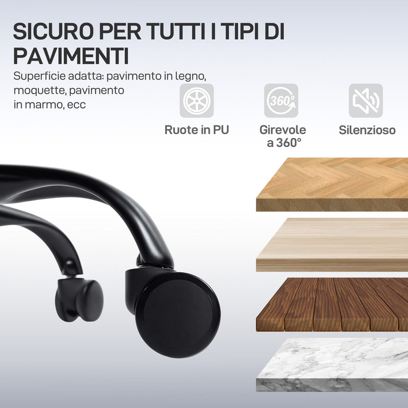 Sedia da Ufficio Ergonomica e Traspirante 73x75x120-128 cm con Supporto Lombare Dinamico e Poggiapiedi Nero      