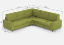 Divano Angolare 5 Posti 246x246x85 cm Sakar in Tessuto Verde