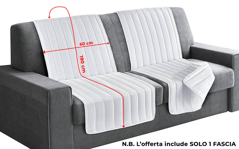 Copridivano a Fascia Doubleface Trapuntato 60x190cm Verde Mela/Verde Scuro