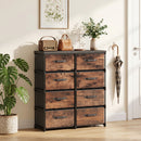 Cassettiera 8 Cassetti Stile Industriale 84,5x30,5x100 cm in Metallo e Legno Marrone Rustico      