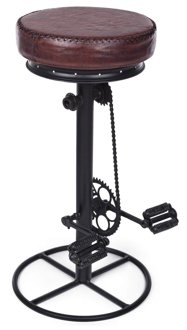 Sgabello da Bar H80 cm in Acciaio Seduta in Vera Pelle Cycle Nero online