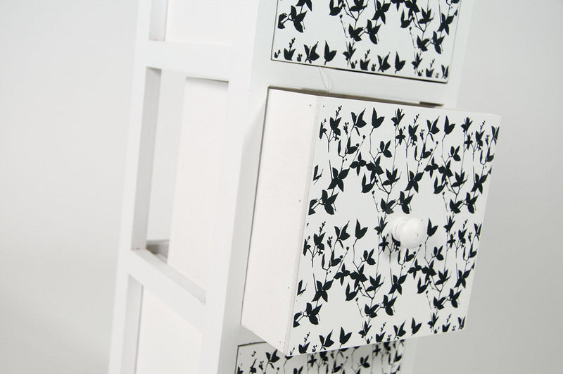 Cassettiera 3 Cassetti in Legno Massello 25x25x71 cm Fumer Fanny Bianca