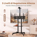 Supporto TV da Pavimento 32-75 Pollici 76x56x120-187,5 cm con Ruote a Freno e Altezza Regolabile in Metallo Nero      