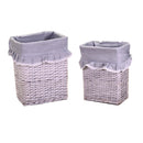 Set 2 Ceste in Vimini 45x34H56cm Pizzo e Volant Bianco