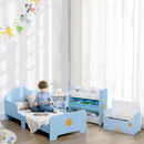 Mobiletto Portagiochi 63x30x60cm con 9 Cestini Rimovibili in MDF e Tessuto Azzurro  