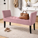 Panca Fondoletto Ingresso 111x40x60 cm con Piedi in Legno e Rivestimento Velluto Rosa     