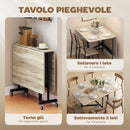 Tavolo Pieghevole per 4-6 Persone 120x80x73 cm con 2 Ribalte e Ruote con Freno Struttura in Acciaio Rovere      