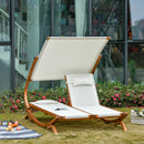 Lettino Prendisole Doppio da Giardino 210x155x175 cm in Legno e Textilene Beige