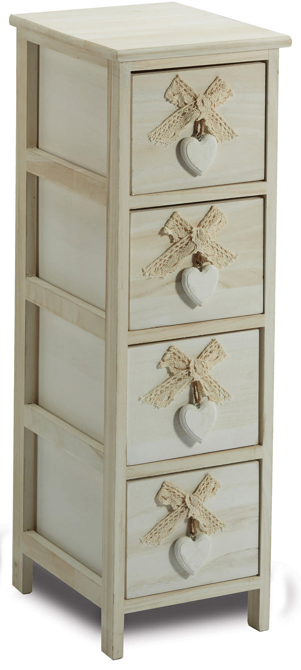 Cassettiera 4 Cassetti 26X32X81 cm in Legno con Cuore acquista
