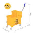 Carrello Pulizie Secchio 20L con Separatore Acqua e Strizzatore Rimovibile 60x27x70.5 cm 