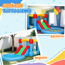 Castello Gonfiabile 415x205x190 cm con Trampolino 4 in 1 Scivolo e Piascina per Palline Multicolore      