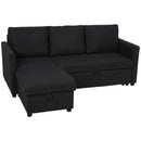Divano Letto con Chaise Longue 192x148x86 cm con Vano Portaoggetti a Scomparsa Effetto Lino Grigio Antracite      