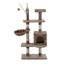 Albero Tiragraffi il Legno con Rivestimento Morbido Marrone chiaro 60x35x135 cm 
