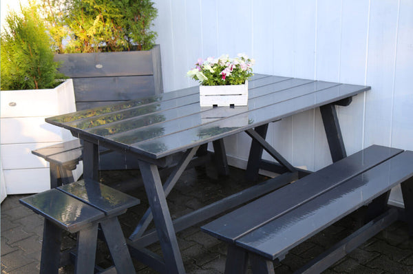 acquista Set Birreria Tavolo con 2 Panche in Pino EssiccatoTaini Grigio