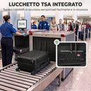 Valigia Rigida Piccola 40 L 56x36x24 cm Espandibile con 4 Ruote Girevoli e Angoli Protettivi in ABS Nero      
