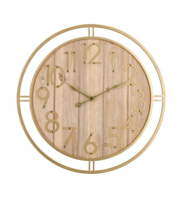 sconto Orologio da Muro Ø 60 cm Ticking in Acciaio Oro e Legno