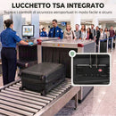 Valigia Rigida Media 68 L 66x43x27 cm Espandibile con 4 Ruote Girevoli e Angoli Protettivi in ABS Nero      