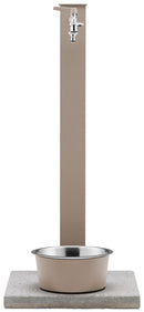 Fontana a Colonna Rubinetto Doppio in Ottone con Base e Vaschetta Abbeveratoio Belfer 42/REX-R Tortora