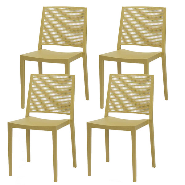 Set 4 Sedie Impilabili 81x46x56 cm in Polipropilene e Fibra di Vetro Porto Senape acquista