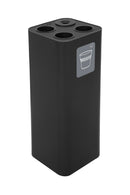 Pattumiera a Bidone da 60 L 30,2x30,2x 82,5 cm 3 Scomparti Tubolari e 1 Vaschetta in Acciaio Verniciato Nero 