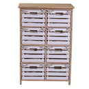 Cassettiera 8 Cassetti in Legno 58x30x85cm Arianna Naturale e Bianca