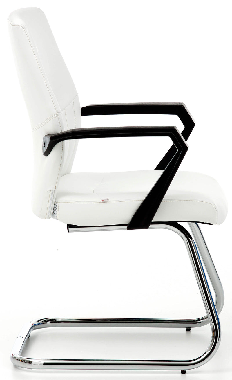 Sedia da Ufficio Visitatori in Similpelle Sake Fissa Bianca
