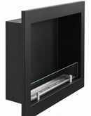 Camino a Bioetanolo da Incasso a Parete Frontale 60x15x55 cm Furore Struttura in Acciaio Nero 