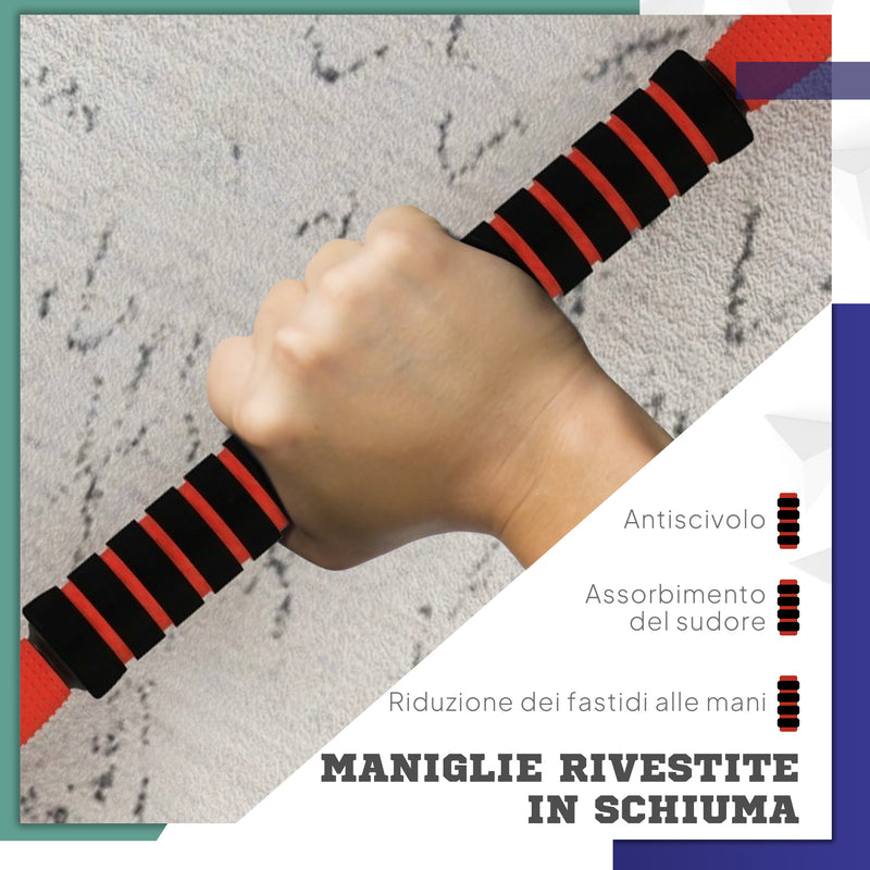 Set Pesi da Palestra 4 in 1 da 30kg Convertibile in Kettlebell 2 Manubri Bilanciere e Supporto Flessioni Rosso      