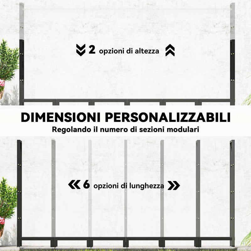 Legnaia da Esterno 235x31x116 cm con Telo Impermeabile e Struttura Regolabile in Metallo Nero      