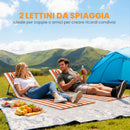 Set 2 Sdraio da Spiaggia 154x57x52 cm con Schienale Regolabile su 4 Livelli in Acciaio e Poliestere Arancione      