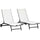 Set 2 Lettini Prendisole 66x165x102 cm con Schienale Reclinabile in Alluminio e Tessuto Traspirante Crema