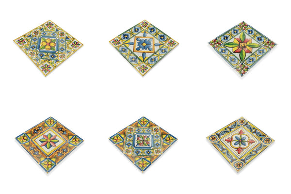 acquista Set 6 Piatti Quadrati in Porcellana 30x30 cm Villa d'Este Home Tivoli Costiera