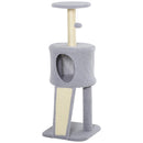 Albero Tiragraffi con Cuccia per Gatti in Legno Sisal 40x40x103 cm  Grigio Chiaro