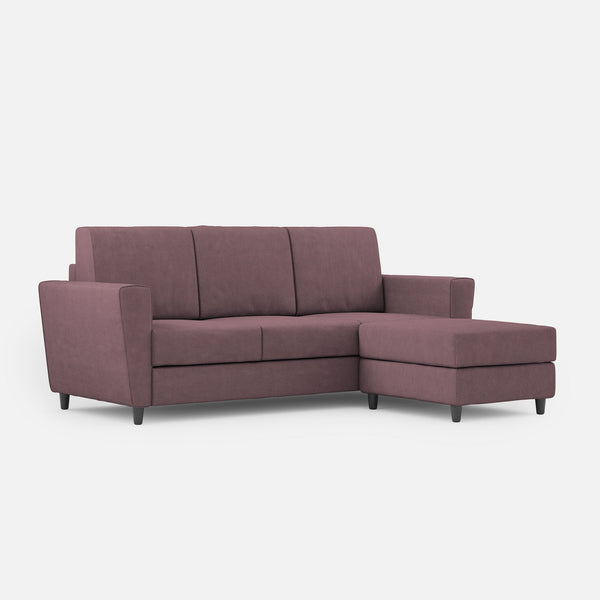 Divano 3 Posti con Pouf 212x155x85 cm Yasel in Tessuto Prugna acquista
