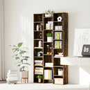 Libreria Moderna 89,5x23,5x181 cm con 21 Scomparti e 10 Ripiani Regolabili in Truciolato Marrone Rustico      