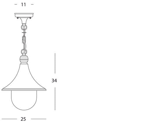 Lampada Sospesa Colore Nero per Esterno Linea Lampara Sovil