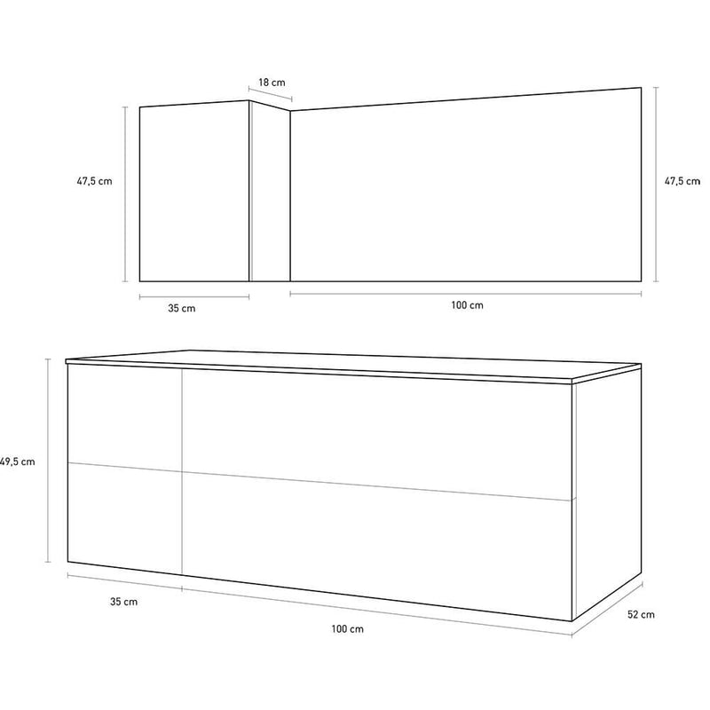 Mobile da Bagno sospeso Samoa 01C Laccato Grigio TFT