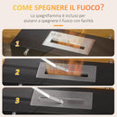 Camino a Bioetanolo da Pavimento 60x26x50 cm in Metallo e Vetro Nero