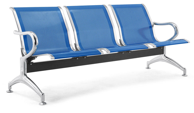 Panca per Sala Attesa 3 Posti in Acciaio da Ufficio Tosini Blu