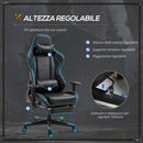 Sedia da Gaming Ergonomica 72x77x128-138 cm con Poggiapiedi in Similpelle Nero