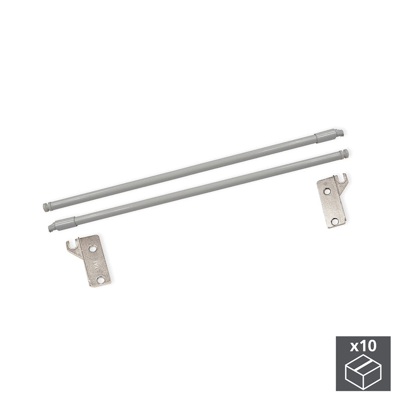 Kit Astine per Cassetti Ultrabox 10 mm P 450 mm Acciaio Grigio Metallizzato 10 Pezzi Emuca