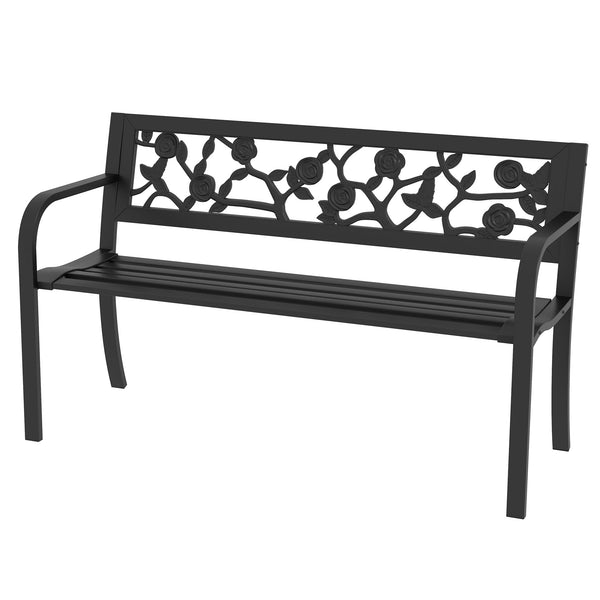 prezzo Panchina da Giardino 2 Posti 127x50x75 cm in Acciaio Nero