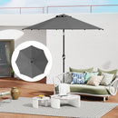 Telo di Ricambio per Ombrellone Rettangolare da 3 m a 8 Stecche Poliestere Anti UV 50+ Grigio   