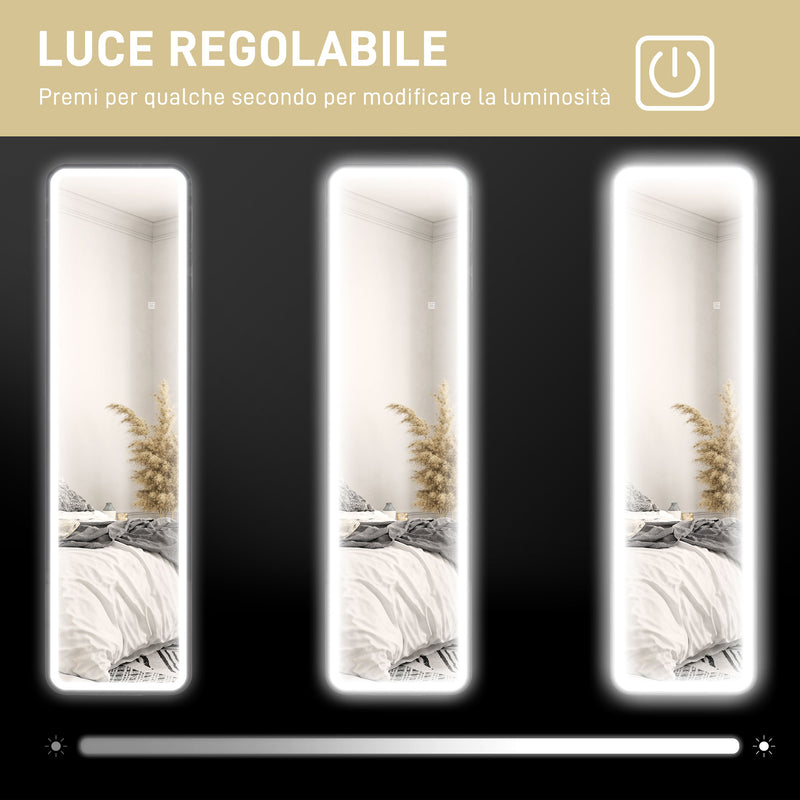 Specchio da Parete Touch con Illuminazione LED Regolabile 40x3x120 cm in Metallo Nero  