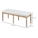 Panca Fondo Letto Imbottita Stile Vintage 117x40x48 cm in Tessuto e Gambe in Legno Crema  