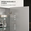 Armadietto Bagno da Parete 40x15x55 cm con 3 Ripiani Regolabili in Vetro in Legno Bianco   