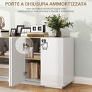 Credenza 2 Ante con Chiusura Ammortizzata 140x40x75 cm Bianco Lucido  