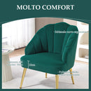 Poltrona a Conchiglia Stile Art Deco 63x65x84 cm in Velluto Verde  