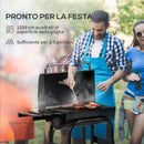 Barbecue a Carbone con Coperchio Termometro e Camino 83x46,5x115 cm in Metallo Nero-4